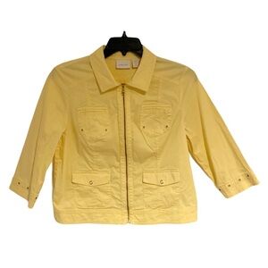 Chico’s Jacket Women’s Size Large 12 Yellow 3/4 Sleeve